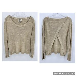 Planet by Lauren G Open Back Sweater Tan Size M